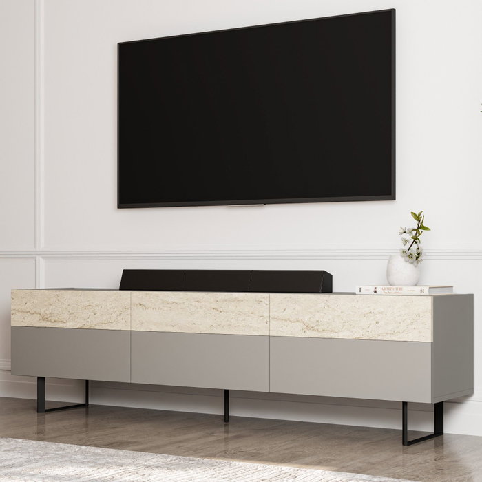Hanah Home Soporte de TV Gris y Travertino Hanah Home Soporte de TV Gris y Travertino